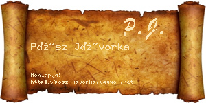 Pósz Jávorka névjegykártya